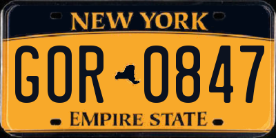NY license plate GOR0847