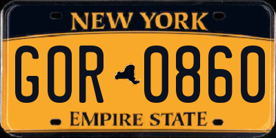 NY license plate GOR0860