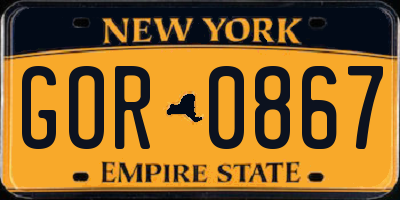 NY license plate GOR0867