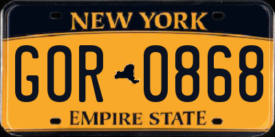NY license plate GOR0868