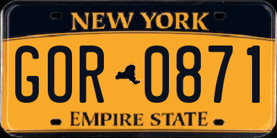 NY license plate GOR0871