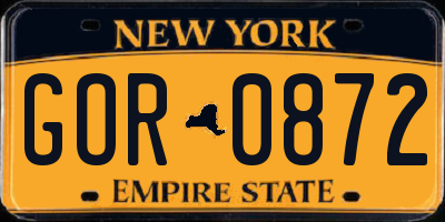 NY license plate GOR0872