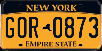 NY license plate GOR0873