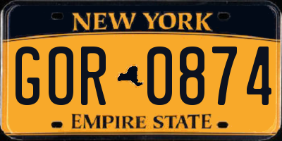 NY license plate GOR0874