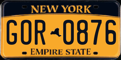 NY license plate GOR0876