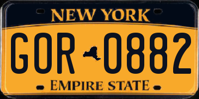 NY license plate GOR0882