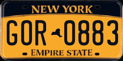 NY license plate GOR0883
