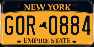 NY license plate GOR0884