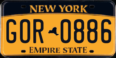 NY license plate GOR0886