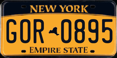 NY license plate GOR0895