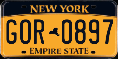NY license plate GOR0897