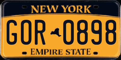 NY license plate GOR0898