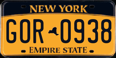 NY license plate GOR0938