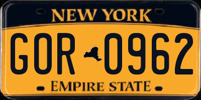 NY license plate GOR0962