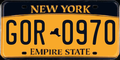 NY license plate GOR0970