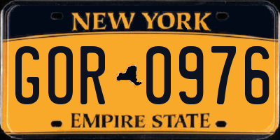 NY license plate GOR0976