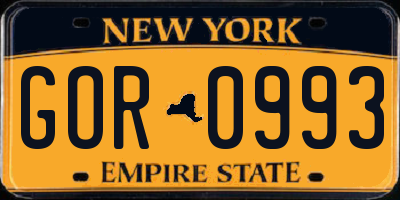 NY license plate GOR0993