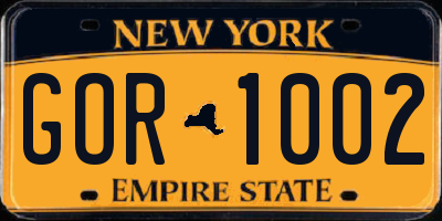 NY license plate GOR1002
