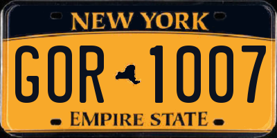 NY license plate GOR1007