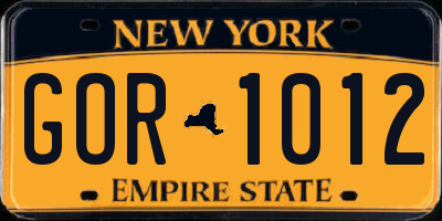 NY license plate GOR1012