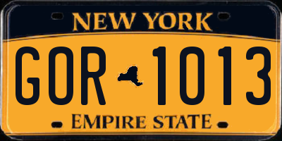 NY license plate GOR1013