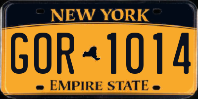 NY license plate GOR1014