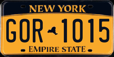 NY license plate GOR1015