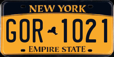 NY license plate GOR1021
