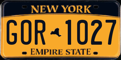 NY license plate GOR1027