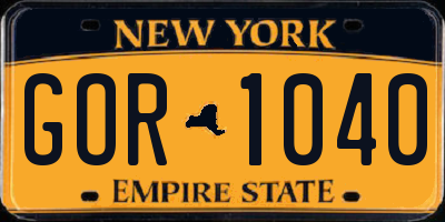 NY license plate GOR1040