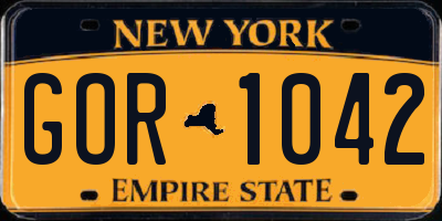 NY license plate GOR1042
