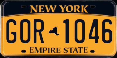 NY license plate GOR1046