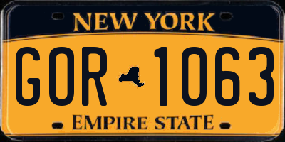 NY license plate GOR1063