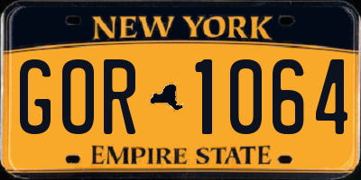 NY license plate GOR1064