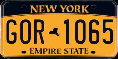 NY license plate GOR1065