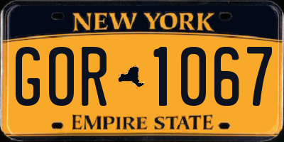 NY license plate GOR1067