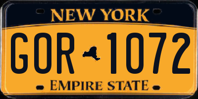 NY license plate GOR1072