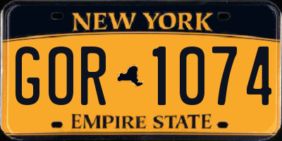 NY license plate GOR1074