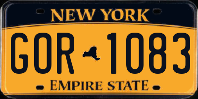 NY license plate GOR1083