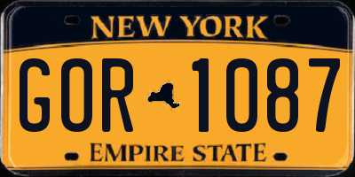 NY license plate GOR1087