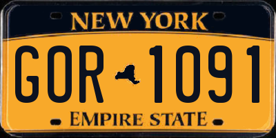 NY license plate GOR1091