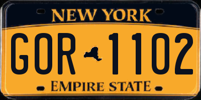 NY license plate GOR1102