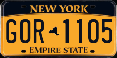 NY license plate GOR1105