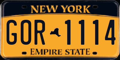 NY license plate GOR1114