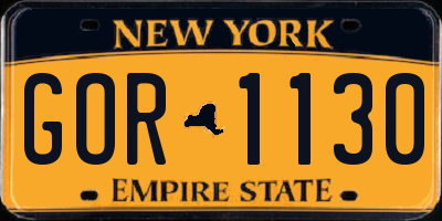 NY license plate GOR1130