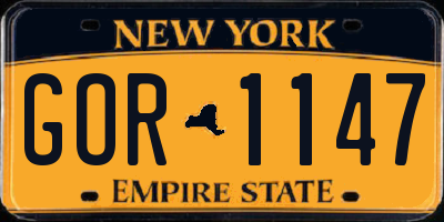NY license plate GOR1147