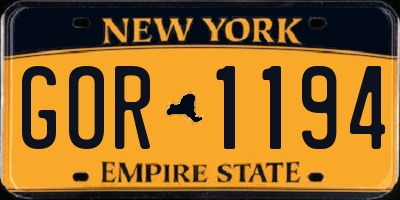 NY license plate GOR1194