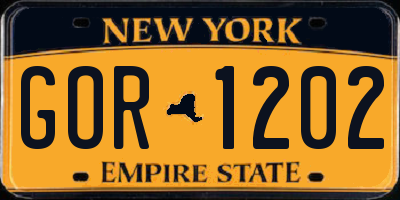 NY license plate GOR1202