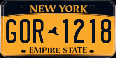 NY license plate GOR1218