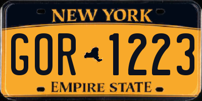 NY license plate GOR1223